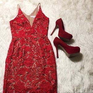 Dress the population red cocktail dress